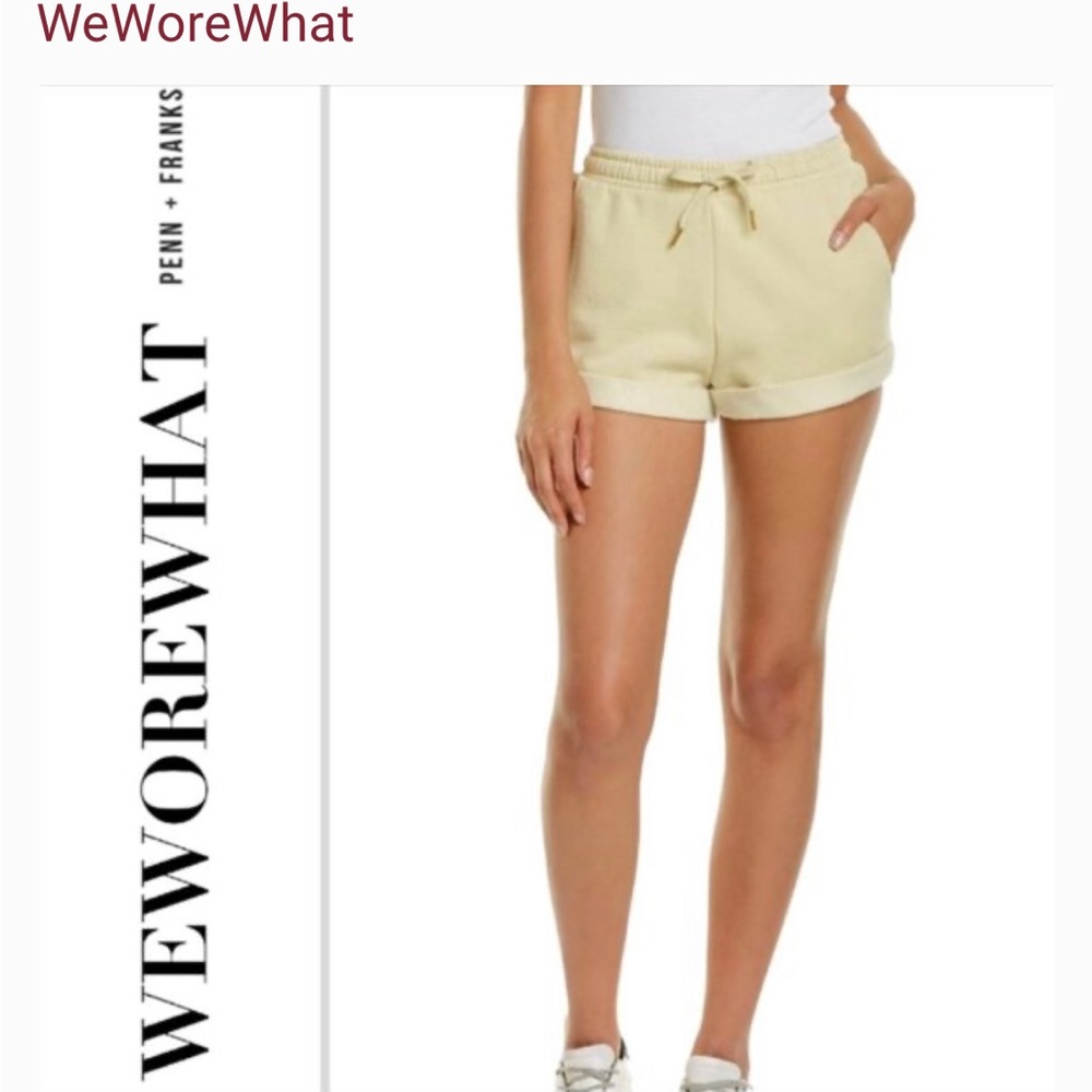Sweat material shorts in a light lime color